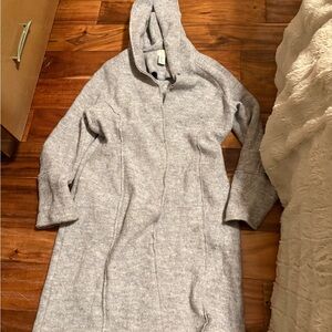Joie Gray wool blend coatigan Hooded Long‎ Coat size small